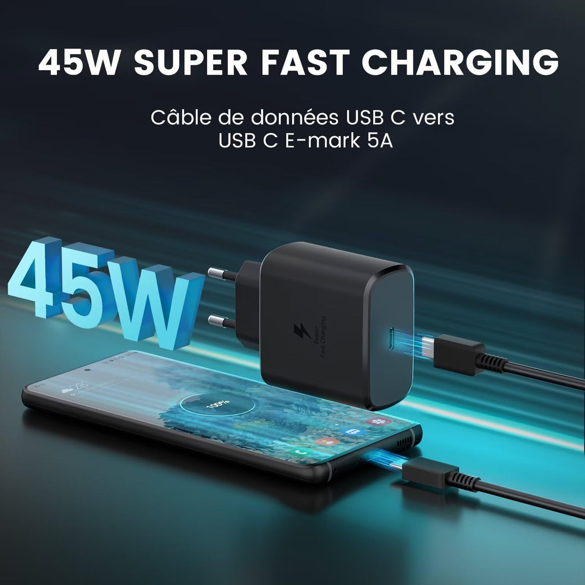 Chargeur Samsung Original Complet Type-C 45W